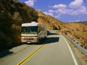 RV on scenic highway