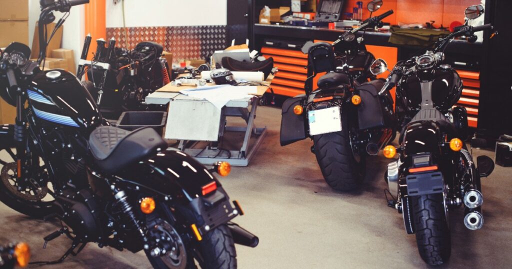 Motorcycles in garage