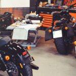 Motorcycles in garage
